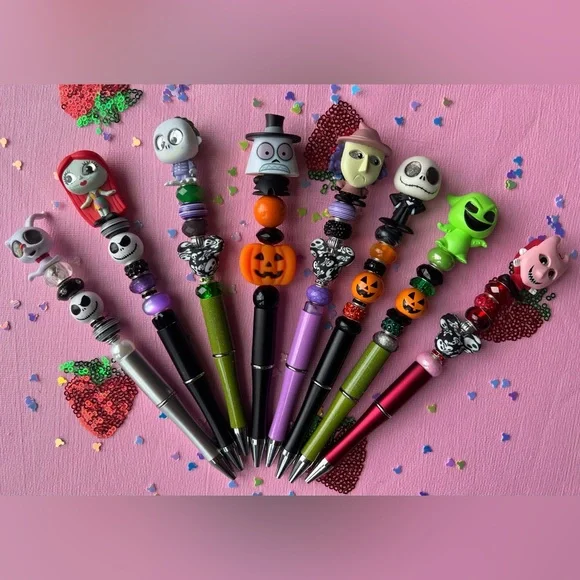 ✨😍 Disney Doorable beaded Pens handmade✍️ princess pixar Toy Story muppets - Picture 12 of 16